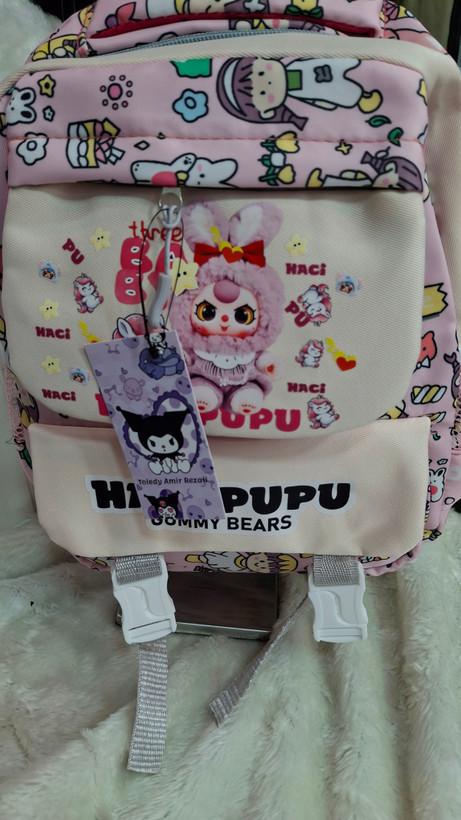🎀🧸 کوله مهدکودک صورتی طرح لبوبو پشمالو | خاص، ترند و فوقالعاده بامزه! 🎒💗